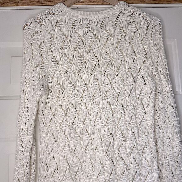 Ann Taylor Loft Cream Knitted Sweater Wool Rabbit Hair Blend - Picture 7 of 12